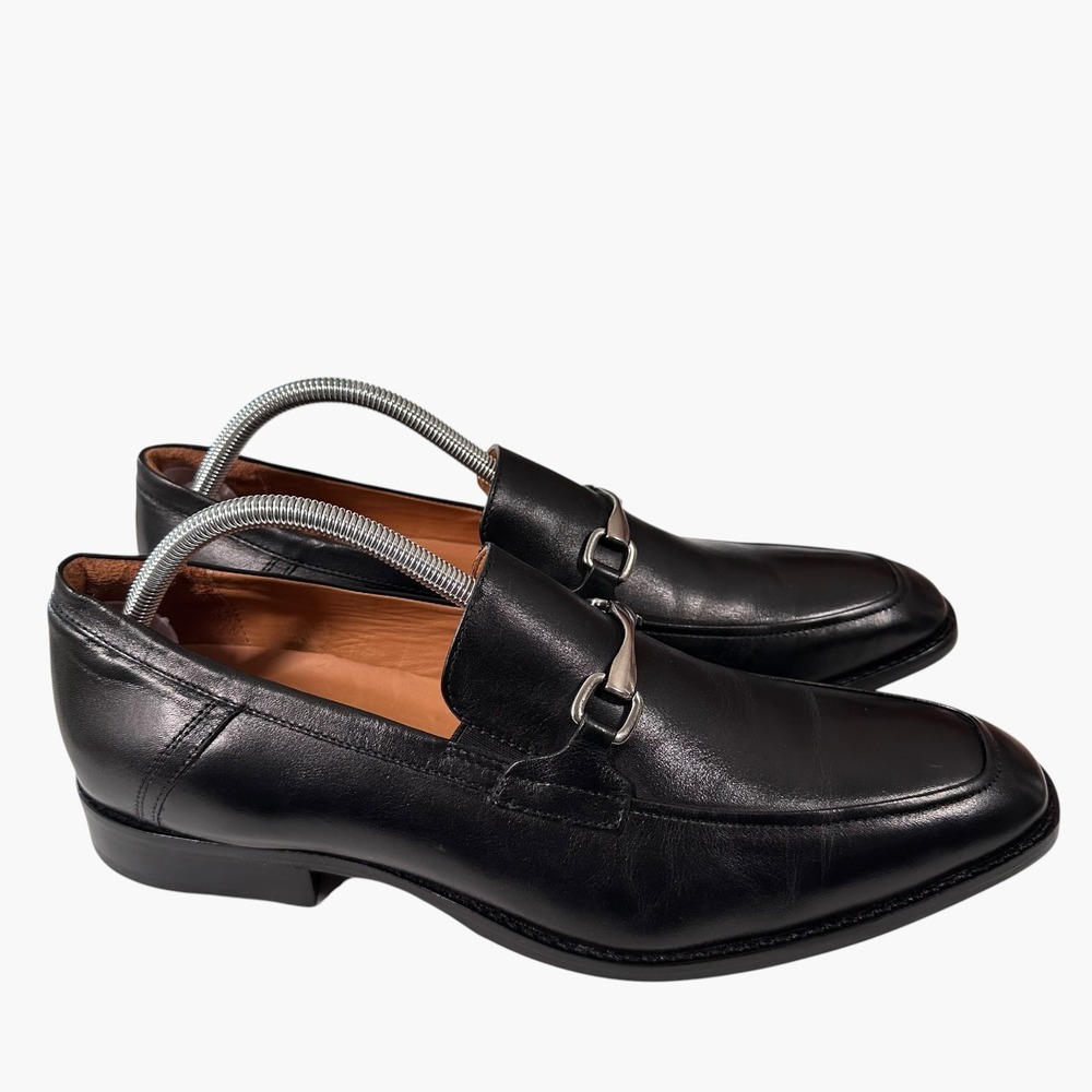 Johnston & Murphy Richland Loafers Men 12 M Black Full Grain Leather Bit Detail